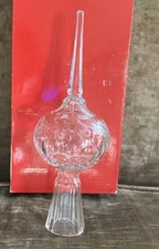 10" Etched Cut Crystal Christmas Tree Topper Vintage Rogaska Gallia 