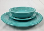 Fiestaware Homer Laughlin 3-pc Soup Bowl Salad Plate Dinner Plate Turquoise