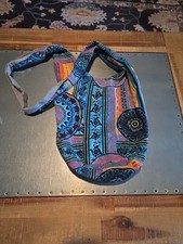 Hippie Boho Cotton Zipper Crossbody Purse for Women Large Sturdy Sling Bag