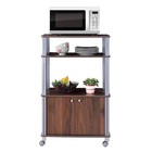3-Tier Trolley Microwave Oven Stand W/ Rolling Cart Kitchen House Use Walnut