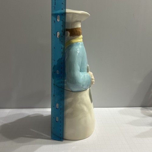 Vintage Chef Cookie Jar Unbranded 11” Tall RARE Knife Gold Buttons Blue Jacket - Picture 4 of 7