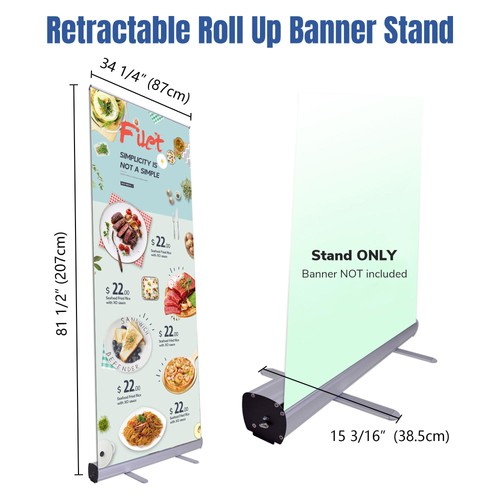2pcs 33x79" Retractable Banner Stand Roll Up Pop Up Trade Show Display w/ Bag - Picture 4 of 8