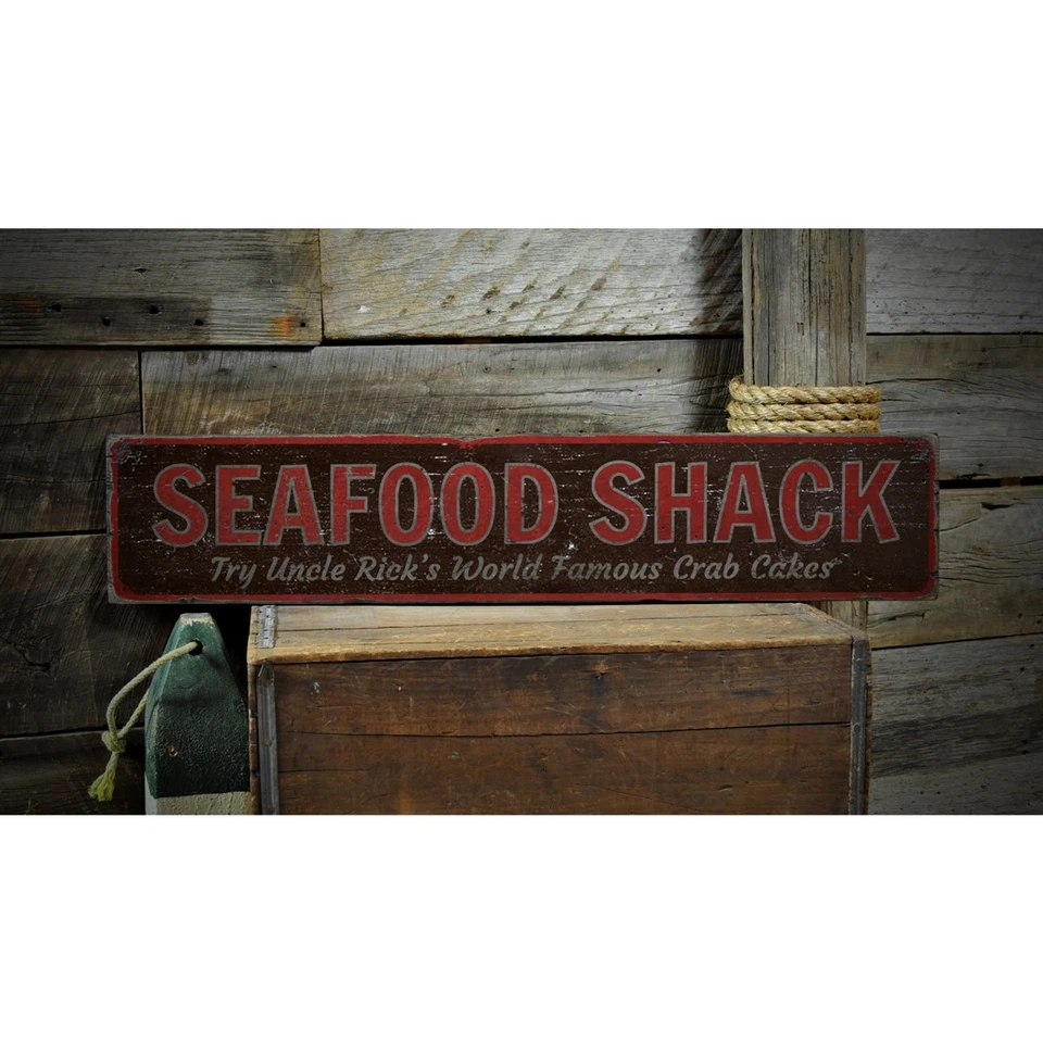 Seafood Shack, Custom Cook Name World - Rustic Distressed Wood Sign - Image 2 of 2