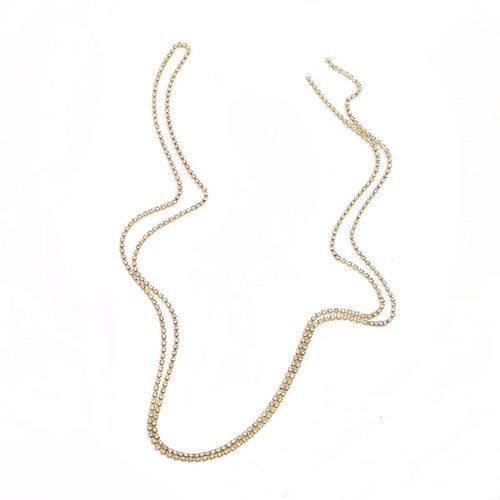 Collana Elegante in Lega Sottile con Micro Cristalli Quadrati Intarsiati - Picture 1 of 3