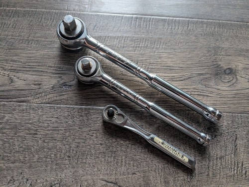 Lot of 3 CRAFTSMAN #43797 1/2", #43796 3/8" Tri Wing & 1/4" Ratchet Tools