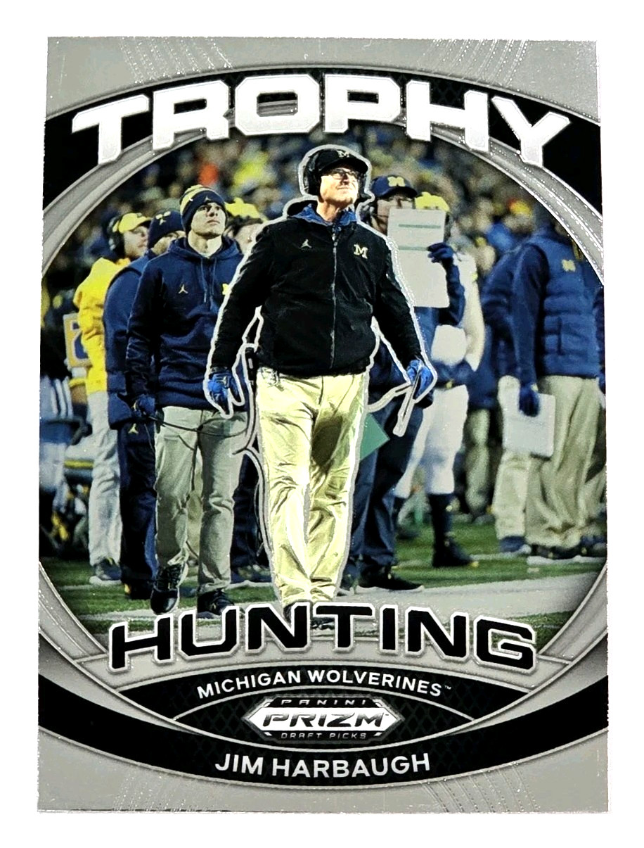 2024 Panini Prizm Draft Picks Jim Harbaugh Trophy Hunting Michigan #TH-JHH