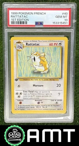 Rattatac Raticate PSA 10 1999 Pokemon 1st Edition French #40/102 5451