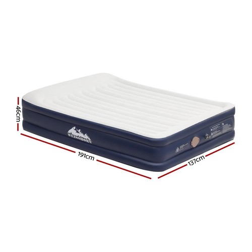 Weisshorn Air Mattress Inflatable Bed Built-in Pillow Pump Double Air bed 46cm - Picture 2 of 12