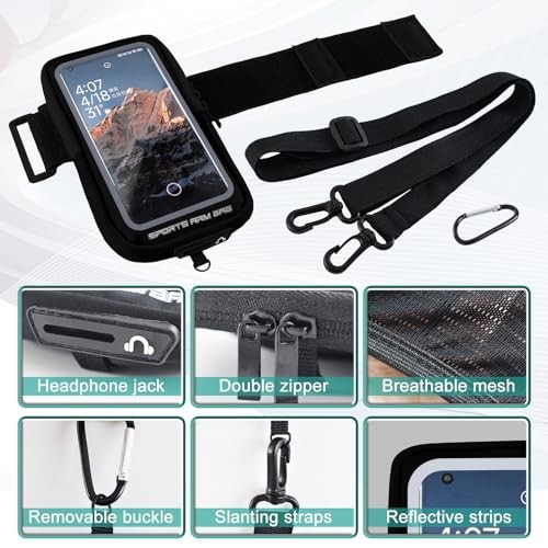 Wristband Phone Holder for Running Crossbody Phone Clear Touchscreen Black - 第 3/7 張圖片