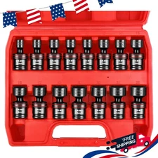 15-Piece Swivel Socket Set 3/8" Drive Shallow Impact Universal Joint Socket Set