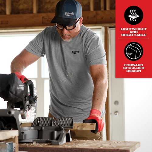 Milwaukee, FREEFLEX Hybrid Work T-Shirt - Short-Sleeve Gray - 2X-Large, Size - Picture 6 of 11