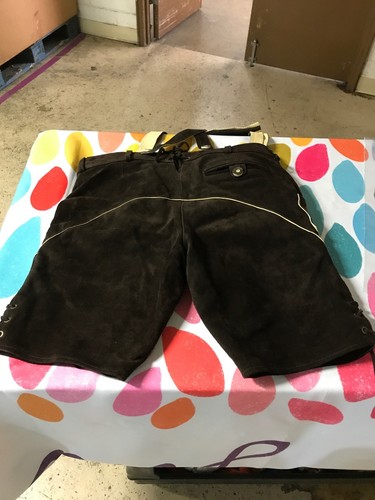 Authentic Lederhosen Shorts With Embroidery Adjustable Straps Size 34 - Bild 6 von 6