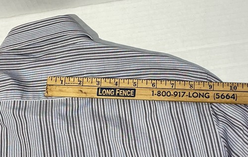 Isaia Napoli Dress Shirt Mens 15.5 39 Purple Stripe Long Sleeve Cotton Italy - Picture 18 of 20