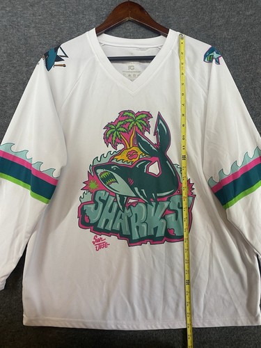 San Jose Sharks Graffiti SGA Trikot Gr. Medium NHL Hockey Langarm weiß Logo - Bild 8 von 14
