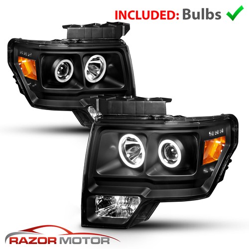 [Ultra LED Halo]2009-2014 Ford F-150 Pickup Truck Black Projector Headlights - Picture 3 of 12