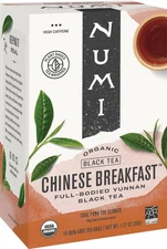 Organic Tea Chinese Breakfast, 18 Count Box of Tea Bags, Yunnan Black Tea (Pa...