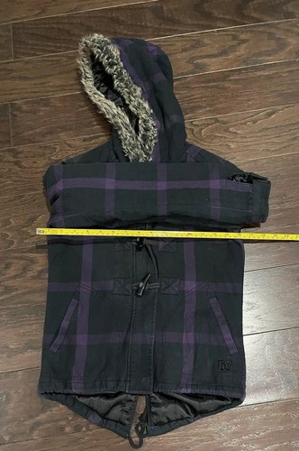 DC Damen lila kariert gefüttert Kunstfell Jacke Größe X-Small - Bild 3 von 9