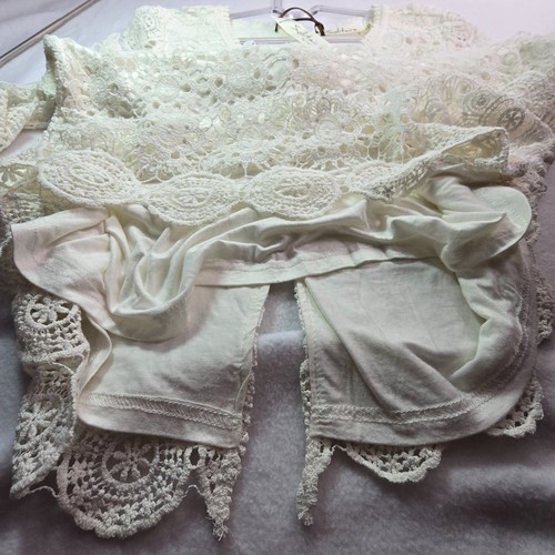Top túnica solitario de ganchillo para mujer talla S/mini vestido coqueta romántico delicado - Imagen 8 de 11