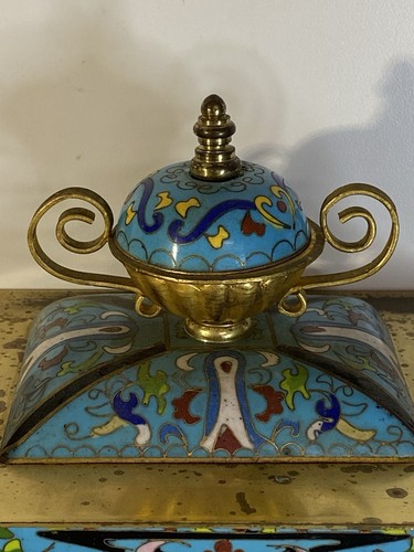 Vintage chinesische Cloisonné Messing Manteluhr 12" Serie #9. Aufbewahrung & Deko LESEN - Bild 9 von 24