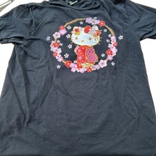 Hello Kitty with Cherry Blossoms Black T-shirt XL
