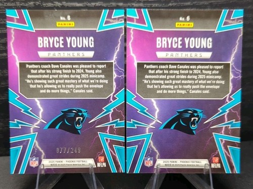 2025 Panini Phoenix Bryce Young Thunderbirds Red /249 & Silver Panthers #6 - Foto 4 di 5