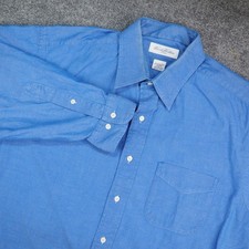 VTG Brooks Brothers Shirt Mens 17x34/35 Blue Preppy Ivy League Made in USA