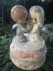 Rare Retired Precious Moments Wedding Cake Couple Cake Topper Bride Groom Cake