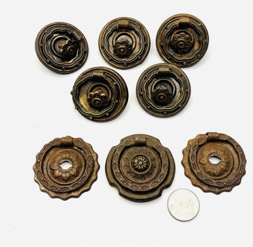5 Vintage Rustic Brown 1.75 Inch Drawer Pulls, 3 Metal Cabinet Drawer Pulls, - Picture 2 of 10