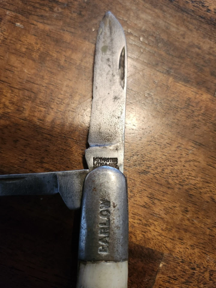 Faca de bolso Barlow White Handle Kutmaster 2 lâminas vintage - Imagem 2 de 4