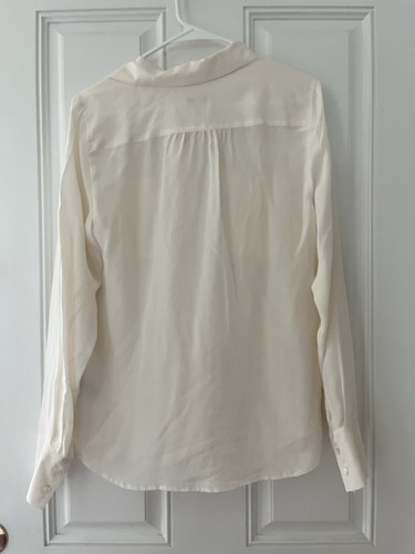 NWT J. Crew 100% Silk Long Sleeve Ivory Sz 10 Collar Button Front Pockets - Picture 6 of 9