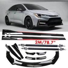 For Toyota Front Bumper Lip Splitter Glossy Black Red Body Kit Side