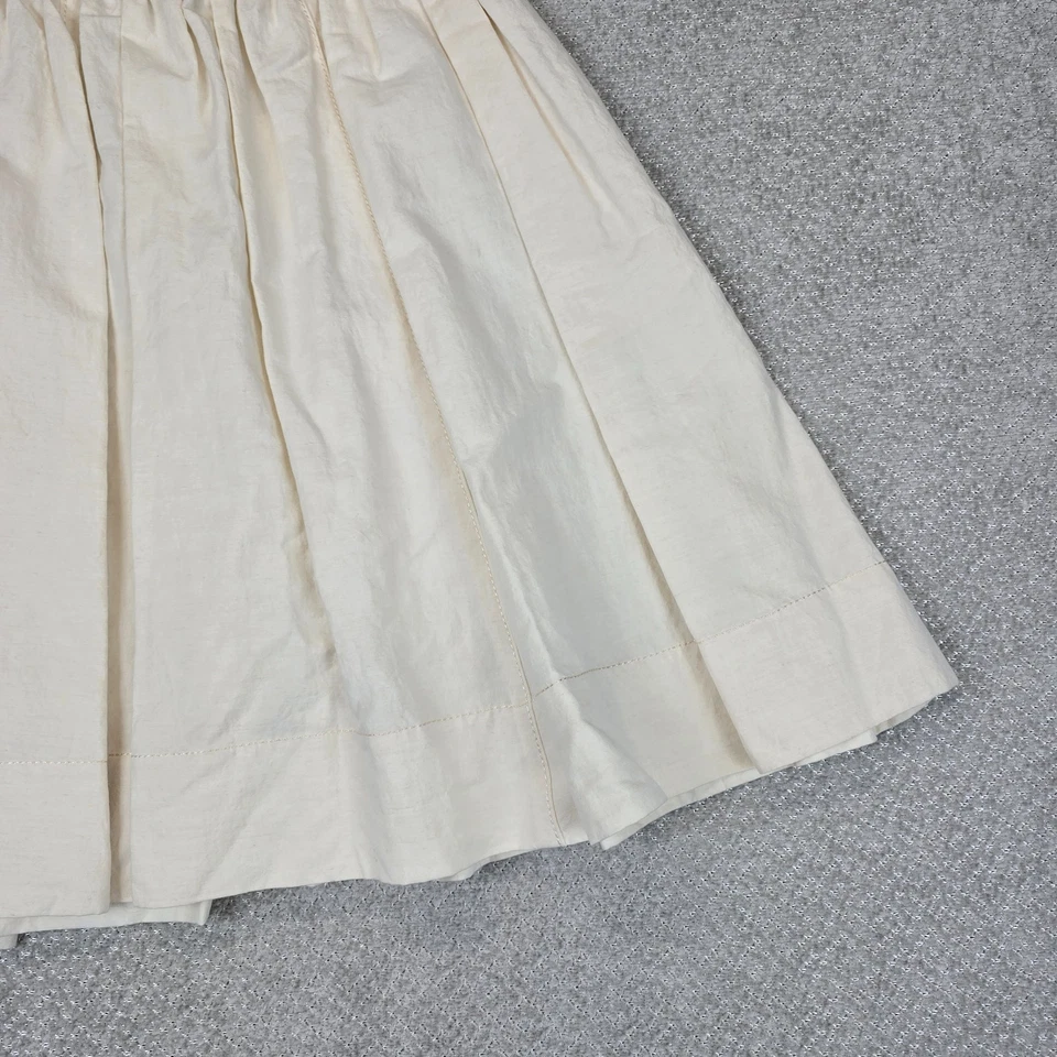 MARC JACOBS Ivory Linen-Cotton Pleated Flare Skirt Women Size 10 - Image 4 of 4