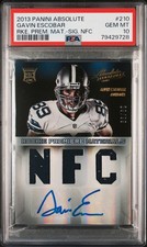 2013 PANINI ABSOLUTE MAT AUTO-AFC/NFC #210 GAVIN ESCOBAR 29/99 PSA 10