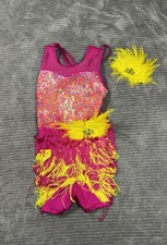 weissman dance costume child Size 7 With Hair Bow Yellow