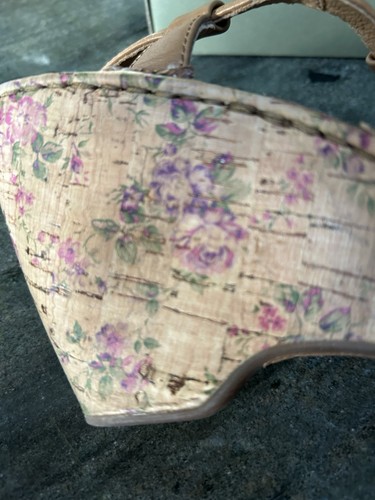 Born Leder Keilabsatz Sandalette Gr. 7 Korkabsatz, Handarbeit, tolle Qualität - Bild 4 von 6
