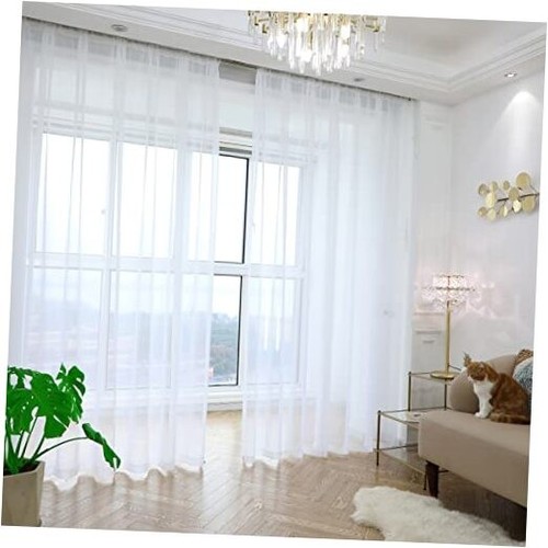 Window Sheer Curtains 84 Inches Long 2 Panels 52"W x 84"L (Pack of 2) White