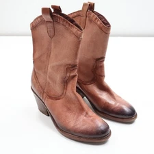 Sam Edelman Nile Brown Leather Western Heeled Boots Booties Womens Size 8.5 M
