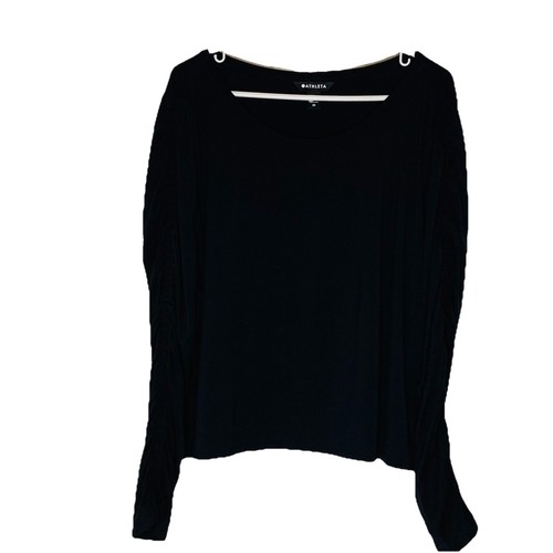 Athleta Plus Size 3X All Around Ruched Long Sleeves Athletic Top Black - Picture 4 of 6