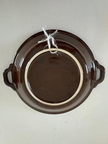 Gmundner Keramik Austria Brown Bowl Art Pottery Plate Handles Floral Lace 11” - Picture 10 of 17