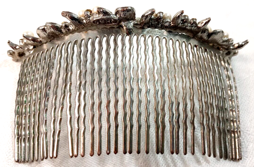 Bridal Formal Hair Comb Rhinestones Faux Pearls 5" X 2" Women's Wedding Prom - Picture 4 of 5