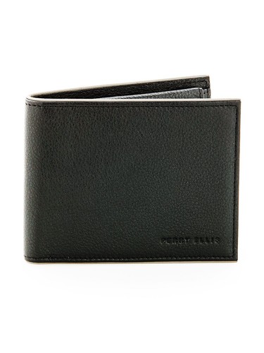 PERRY ELLIS Mens Passcase with ID Wallet Genuine Leather: Black [New] - Picture 1 of 2