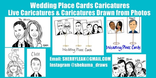 Custom Wedding favor Gift Place Card Caricatures from photos personalized gift - Picture 3 of 3
