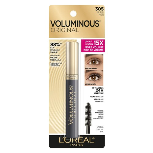Rímel original L'Oreal Voluminous, negro [305], 0,28 oz - ¡Nuevo! - Imagen 2 de 5