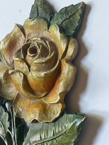 Rare PAIR Vintage Painted SYROCO Yellow *ROSES Wall SHELVES Sconces CARVED WOOD - Picture 18 of 18