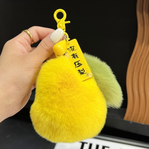 Adorable Real Rabbit Rex Piel Pera Llavero Bola de Piel Pompón Bolso Coche Teléfono Colgante Regalo - Imagen 7 de 8