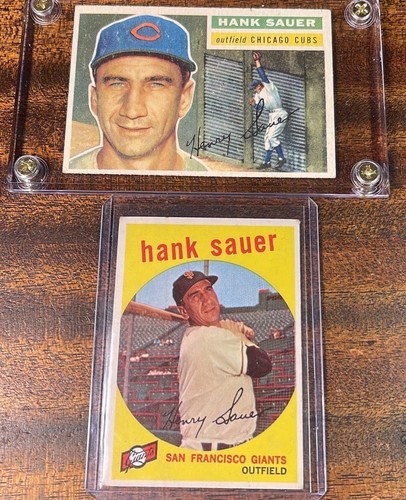 1956 1959 TOPPS BASEBALL CARD LOT #41 404 HANK SAUER CHICAGO CUBS NY GIANTS - Picture 5 of 7