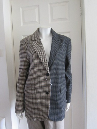 Bershka Jacke zweifarbig hellbraun/grau Gr. S Hahnentritt Wollmischung