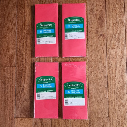 4 paquetes Sobres de Vacaciones Geográficos Rojos 25 cada paquete 100 en total #10 Negocios Nuevos en Paquete - Imagen 1 de 5