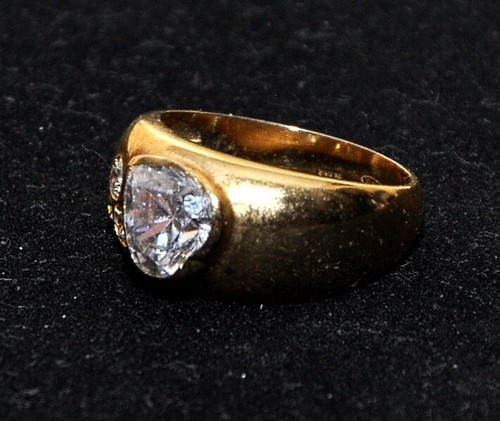 Anello Argento 800 Dorato con cuore Zirconi 18 mm - Foto 2 di 8