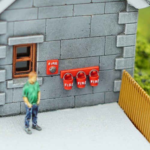 OO Gauge Fire Buckets - Model Railway Fire Bell - 1:76 Hornby Scale Scenery - Picture 3 of 10